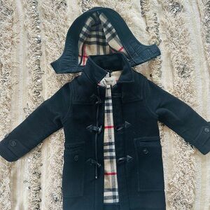 Burberry KIDS Black Toggle Coat with Removable Hood